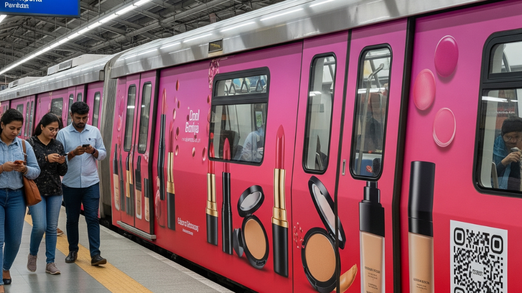 5 Creative Transit Media Ad Ideas for Beauty Products in India Metro Full Wrap Branding